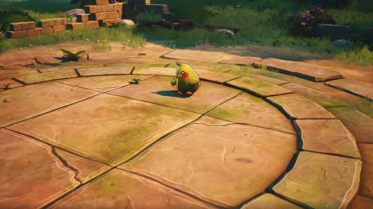 A small yellow Neoran on a stone platform in the Valley