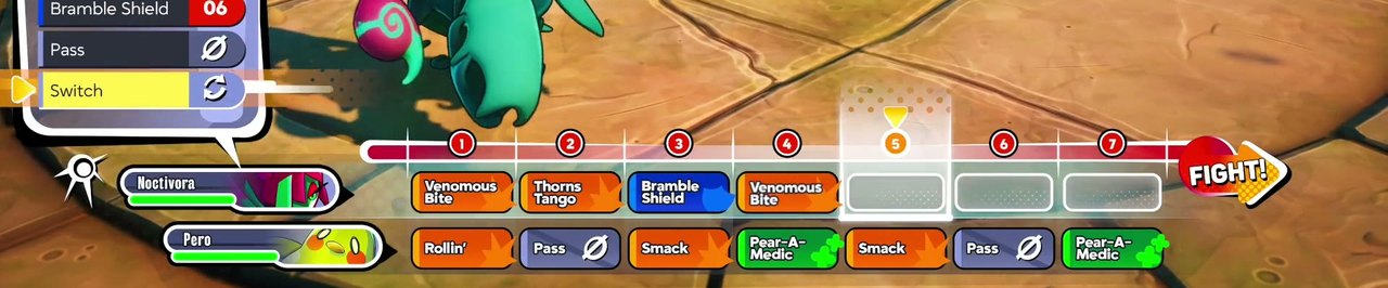 The seven-slot action queue from the trailer, enlarged
