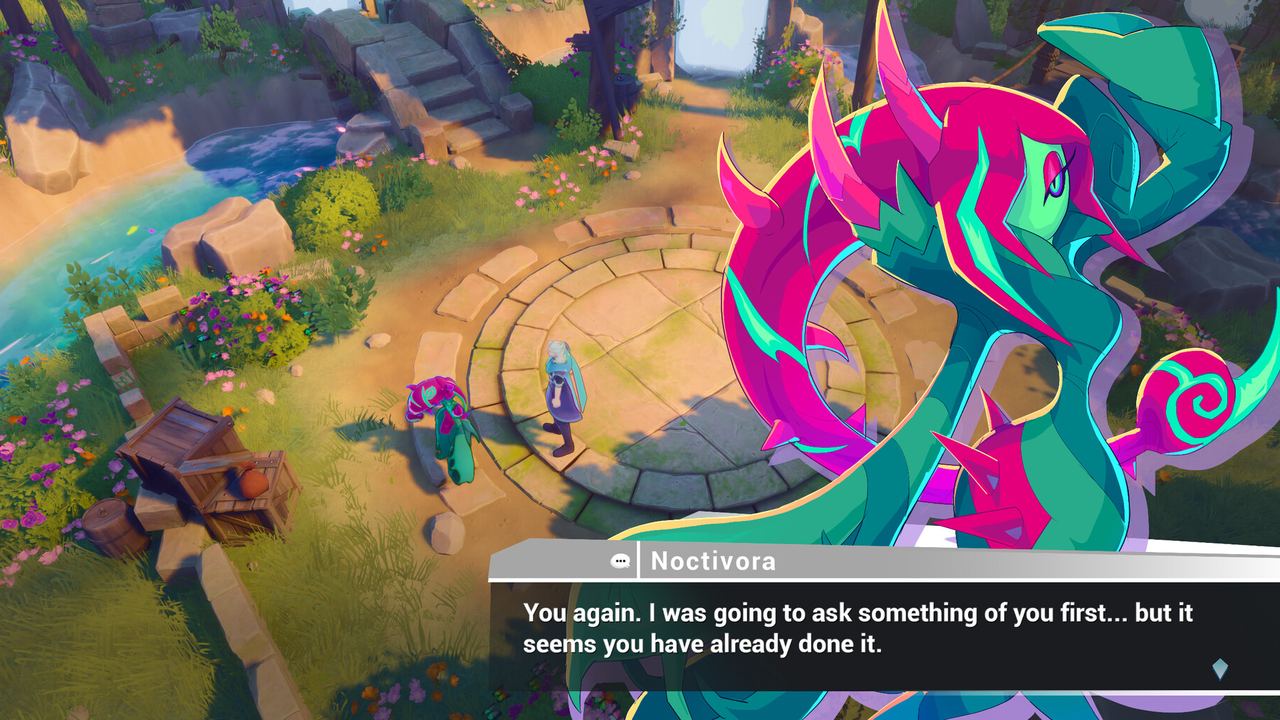 Official screenshot 10: two characters and a large creature, dialogue box